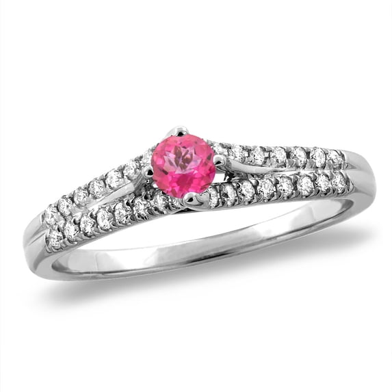 14K Yellow Gold Natural Pink Topaz Engagement Ring Round 4 mm, size 7.5