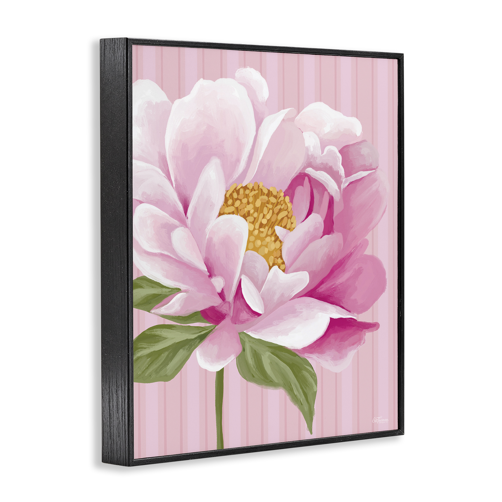 Stupell Industries Pink Carnation Bloom Botanical & Floral Painting Black Framed Art Print Wall Art, 24 x 30