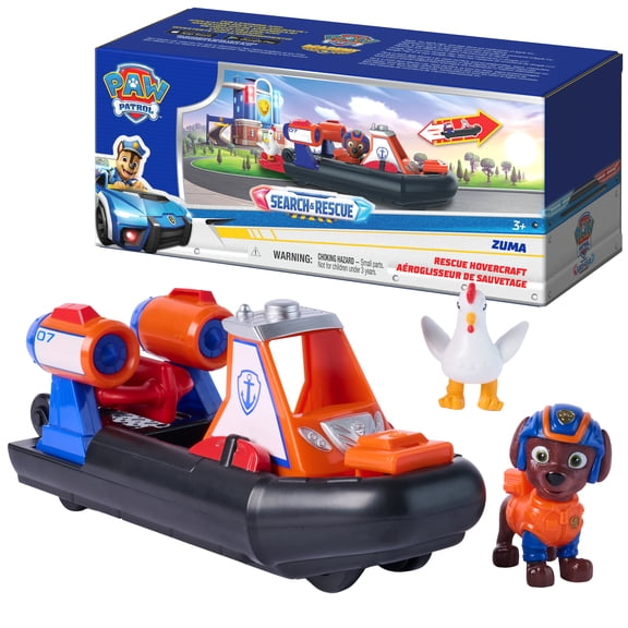 PAW Patrol: Search & Rescue, Zuma Rescue Hovercraft Water Vehicle with 2 Figures, Toy Boat with Pull-Back Action, Kids Toys for Boys & Girls Ages 3+