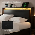 thumbnail image 5 of Einhomn Full Size Floating Bed Frame with  LED Lights & Charging Station,Wood Platform Bed Frame with Storage Headboard,Noise Free,No Box Spring Needed,Easy to Assemble-Black, 5 of 9