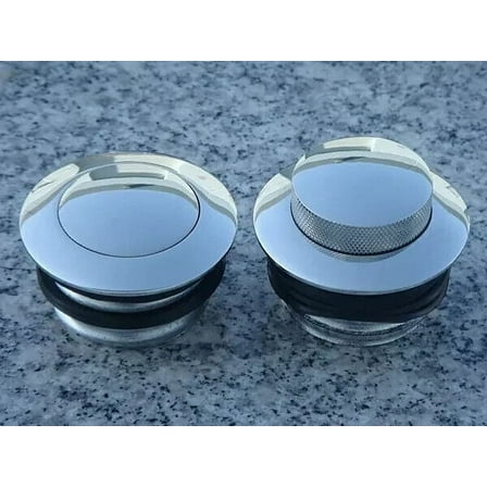 Harley Davidson Softail Dyna Glide Road King PAIR of CHROME FLUSH GAS CAPS