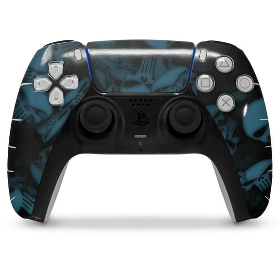 WraptorSkinz Skin Wrap compatible with the Sony PS5 DualSense Controller Skulls Confetti Blue (CONTROLLER NOT INCLUDED)