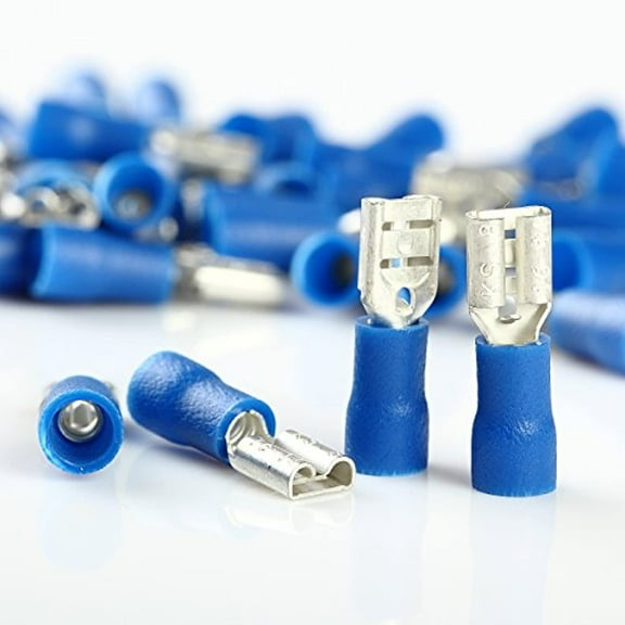 14-16 GAUGE AWG BLUE .187" FEMALE QUICK DISCONNECT TERMINALS INSULATED 100pcs
