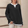 thumbnail image 3 of hxobax Womens Fall Pullover Tops Oversized Fleece Sweatshirt Long Sleeve Crewneck Jumper Tunic Shirt, 3 of 7