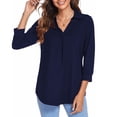 thumbnail image 3 of Blusa plisada, dobladillo curvo, color puro para el trabajo de la vida diaria para mujeres ANGGREK GD1711, 3 of 6