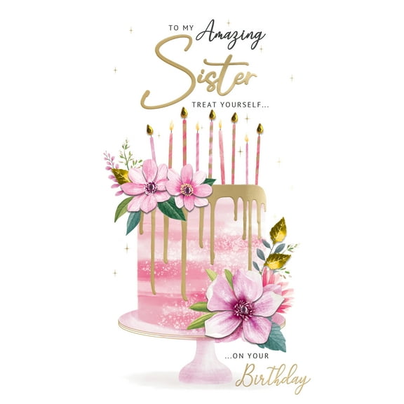 Handmade "Champagne" Greeting Card Sister Birthday New Cake