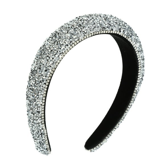 Vocoste Rhinestone Headbands, Crystal Diamond Bling Headbands, Beaded Jeweled Hairband, Silver Tone Headband