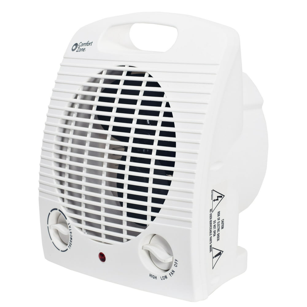 Comfort Zone 750/1,500-Watt Portable Compact Space Heater with Thermostat, White