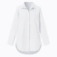 thumbnail image 6 of Women's Oversized Button Down Shirts Collared V Neck Solid Color Long Sleeve Blouses Work Going out Tunic Tops, 6 of 7