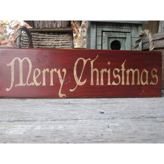 Cskhip Wood Signs Primitive Merry Christmas Wood Sign Primitive Wood Sign Cabin Rustic Country Folk Art Christmas Decor Holiday Wall Decor Wooden Signs With Sayings 6x16 inch