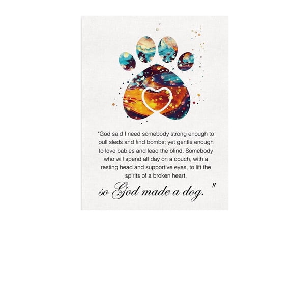 Dog Canvas Wall Art Motivational God Made a Dog Canvas Print Dog Sayings Painting Home Office Wall Decor Dog Lover Gift