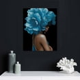 thumbnail image 4 of JEUXUS African American Wall Art Blue Flower on Black Women Head Vintage Canvas Art Paintings Modern Abstract Girl Picture Home Wall Decor for Bedroom Living Room, 4 of 4
