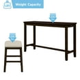 thumbnail image 3 of 4 Piece Counter Height Dining Table Set Kitchen Table with Fabric Padded Stools Rustic Bar Dining Set with Socket, 3 of 7