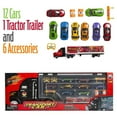 thumbnail image 7 of Toy Truck Super Mega Extra Large Tractor Trailer Car Collection Case Carrier Transport Toy Truck For Kids Includes 12 Cars 1 Small Tractor Trailer & 6 More Accessories, 7 of 7