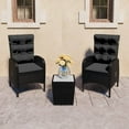 thumbnail image 1 of vidaXL 3 Piece Garden Bistro Set Poly Rattan and Glass Black, 1 of 5