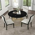 thumbnail image 7 of Furniture of America Meza 5-Piece Metal Dining Table Set in Gold and White, 7 of 7