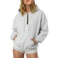 thumbnail image 2 of BOBOGOJP Oversized Hoodies for Women V Neck Half Zip Womens Sweatshirts Fall Pullover 2025 Winter Outfits Fashion Y2k Clothes Light Gray for Size L, 2 of 5