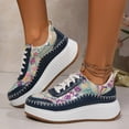 thumbnail image 2 of Dakaela Womens Platform Fashion Sneakers Canvas Walking Running Shoes Sequin Casual Flats Blue 6, 2 of 8