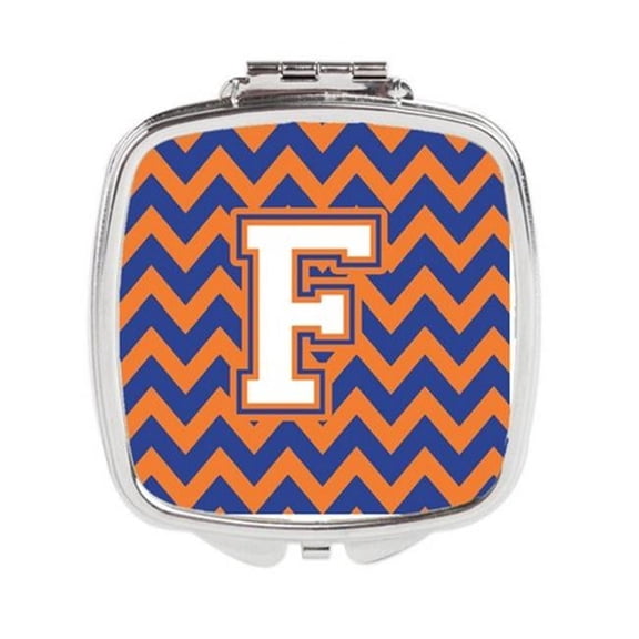 Letter F Chevron Blue & Orange No.3 Compact Mirror - Blue & Orange - 3in. H x 0.3in. W x 2.75in. L