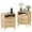 Oak-2pcs, variant on Wave Fluted Nightstand with Charging Station - End Table with 2 Drawers & Open Shelf, Modern Bedside Table with Gold Handle for Bedroom, Living Room