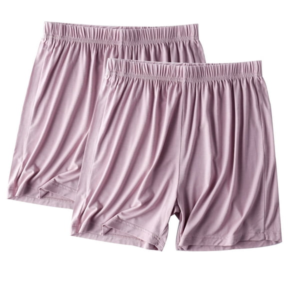 LLYWEY Womens Pajamas Shorts 2 Pack , Plus Size Cotton Sleep Shorts , 2pcs Casual Breathable Elastic Waist Pull on Pajamas Bottoms Shorts Sleepwear, Style ST-3, Beige, L