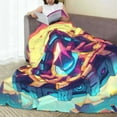 thumbnail image 3 of Lsque Geometry Dash Pattern Fuzzy Fleece Throw Blanket Extra Large,Super Soft,Fluffy and Warm Blankets for Couch,Bed,All Season Use (50"x40"), 3 of 7