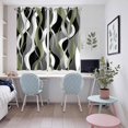 thumbnail image 4 of Sage Green Stripe Kitchen Curtains 63 Inch Length, Grey White Geometric Modern Abstract Grommet Top Bedroom Living Room Curtains, Light Filtering Cafe Curtain Drapes 2 Panels Set 104''x63'', 4 of 8