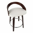 thumbnail image 6 of LumiSource Walnut Wood, Cream PU, Chrome Grotto 25" Counter Stool - Set of 2, 6 of 9