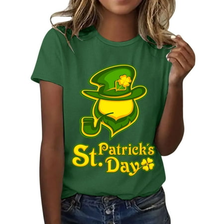 

koaiezne Women s s Day Top Shirt Casual Happy Printed Shirt Short Sleeve Round Neck Blouse Fashion Casual Top Shirt Chicken Hat under Scrub Shirts Women