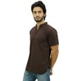 thumbnail image 6 of Atasi Mens Mandarin Collar Brown Cotton Short Kurta Half Sleeves Casual Tunic-S, 6 of 7