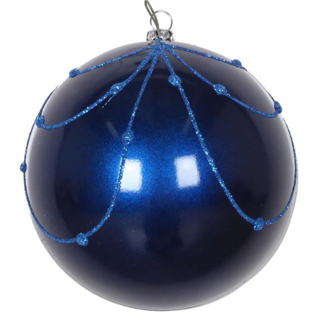 Vickerman MT194502D Rideau Ornemental 4 Po. Bleu Bonbon Pailleté - 4 par Sac
