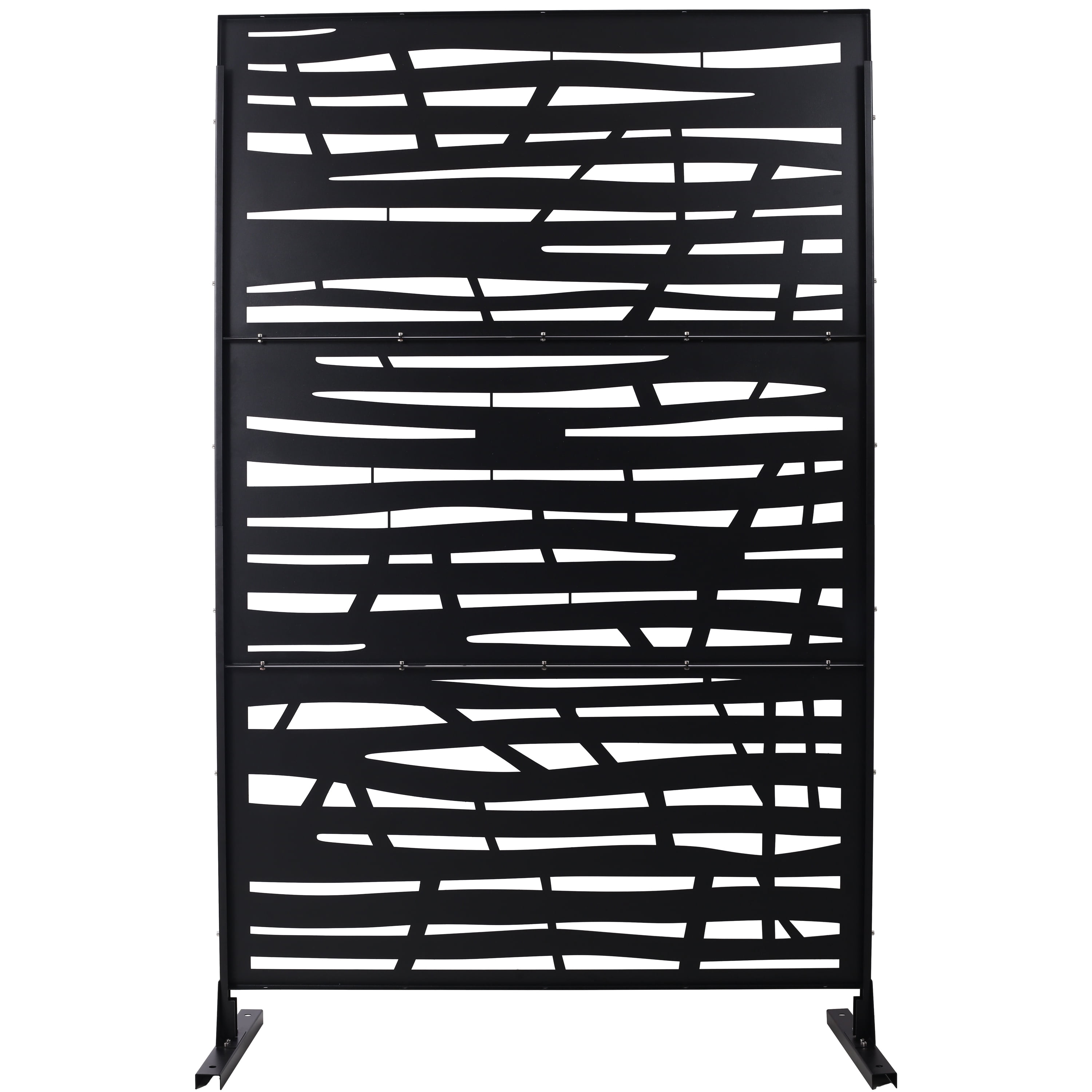 Outdoor Decor Privacy Screen, 76"Hx48"W Freestanding Metal Room Divider for Deck Balcony, Rust Red