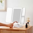 thumbnail image 5 of Rechargeable 78-LED Tri-Fold Cosmetic Mirror, 3 Color Lights, 1x/2x/3x Magnification, Touch Control, Dual Power Supply, Pink Beauty Mirror for Women Gift, 5 of 7