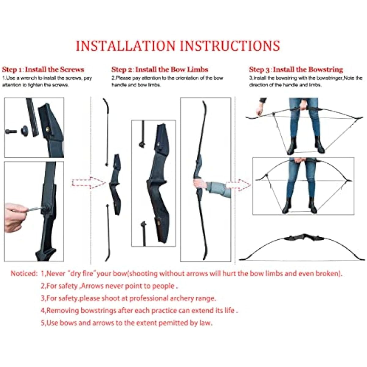AMEYXGS Archery Takedown Recurve Bow and Arrow Set Left/Rght Hand Longbow Kit Beginner