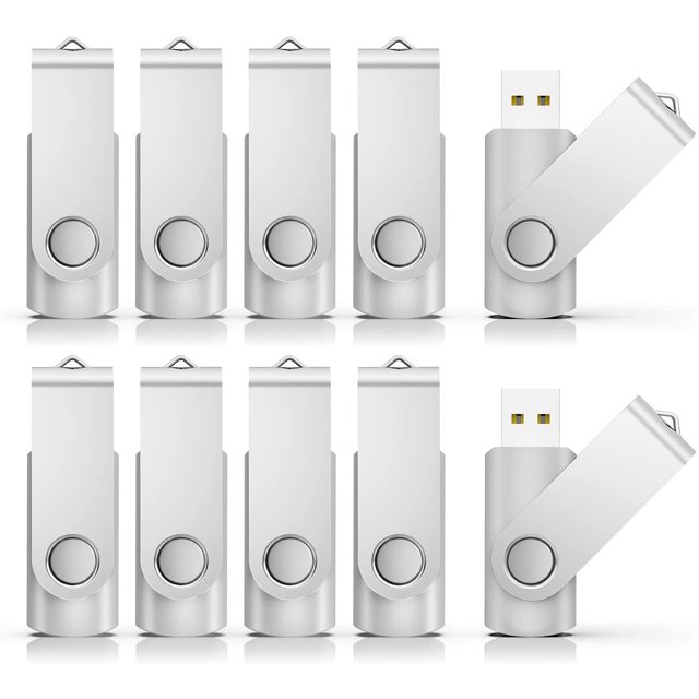 RAOYI 10 Pcs Clé USB 4 Go 4G Design Pivotant USB 2.0 Mémoire Stick Pliable Stockage Stick Stylo Argent