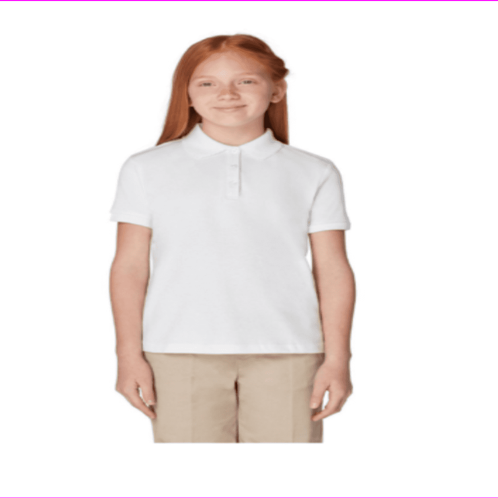 French Toast Girls Short Sleeve Buttoned placket 2 Pack Polo Shirt M (7