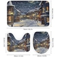 thumbnail image 3 of 4Pcs Night Christmas Town Shower Curtain Set with Toilet Lid Cover Non-Slip Rugs for Bathroom, Moon Snowflake House Shower Curtain Bathroom Sets with Hooks, 72x72 Inch, 3 of 8