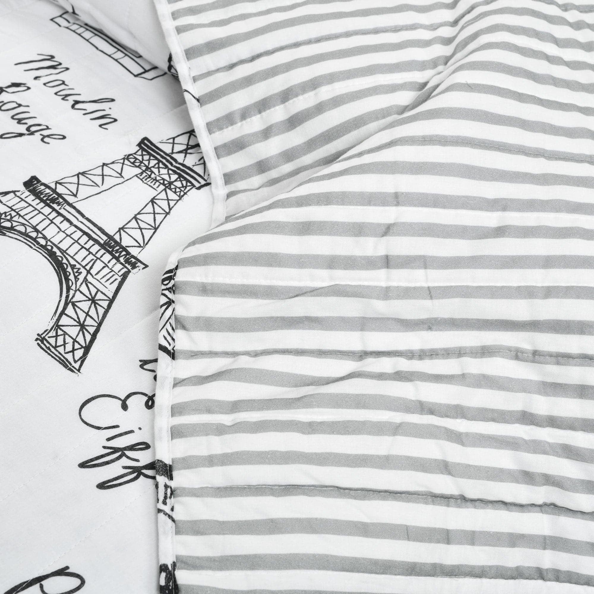 Lush Decor Paris Bonjour リバーシブルコットンキルト3点セット フル/クイーン ブラック＆ホワイト並行輸入 Lush Decor Paris Bonjour - Juego de edredón Reversible de algodón