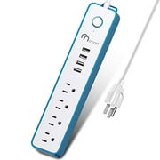 ONSMART USB Surge Protector Power Strip, 4 Multi Outlets with 4 USB Charging Ports, 3.4A Total Output-600J Surge Protector Power Bar, 6 ft Long UL Cord, Wall Mount-Blue…
