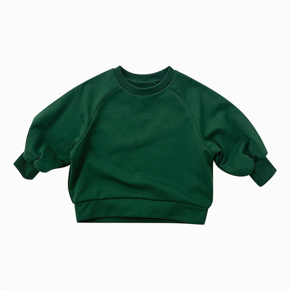 YDFCWX Toddler Kids Baby Boys Girls Basic Crewneck Pullover Sweatshirt Children's Solid Coat Tops,Green,6-12 Months