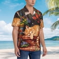 thumbnail image 3 of Yiaed Sleeping Cat Flowers Print Hawaiian Shirt for Men Short Sleeve Button Down Shirts Beach Shirts for Men,XX-Large, 3 of 7