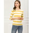 thumbnail image 3 of Dde San Patricio Camisecon mangas de codo pamujer Camisebásiinformal con cuello de barco y corte ajustado Amarillo blanco L, 3 of 6