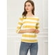 thumbnail image 3 of Dde San Patricio Camisecon mangas de codo pamujer Camisebásiinformal con cuello de barco y corte ajustado Amarillo blanco L, 3 of 6