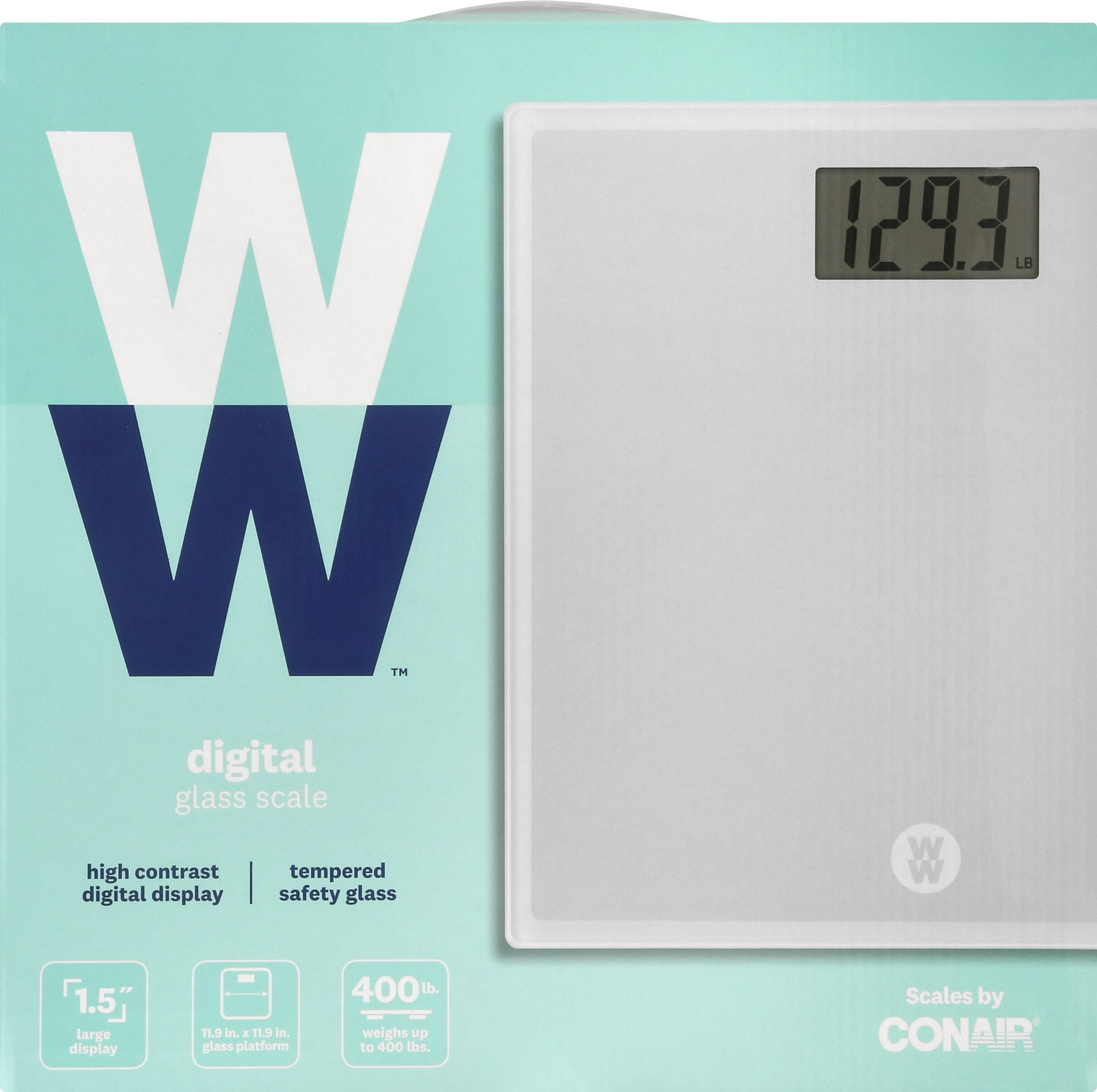 Weight Watchers Digital Weight Glass Scale with High Contrast Blue  Backlight
