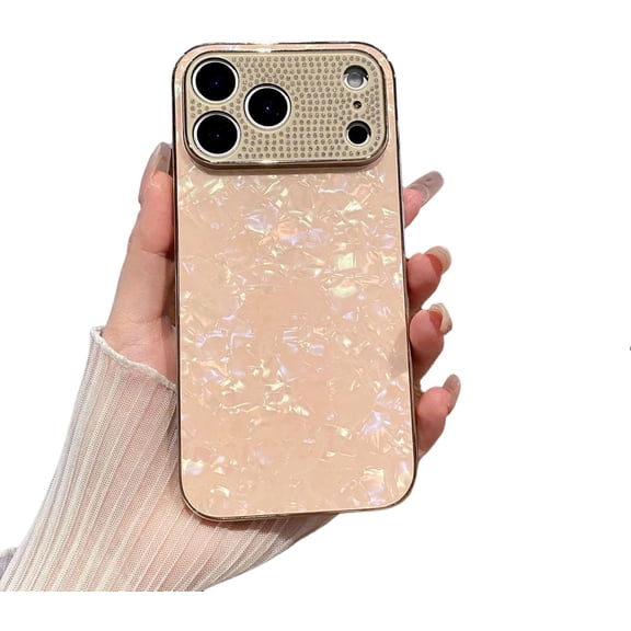 Shell Bling Glitter Diamond Camera Protect Phone Case for iPhone (Gold,iPhone 13 Pro Max)