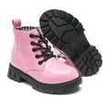 thumbnail image 6 of DADAWEN Toddler Boys Girls Combat Boots Waterproof Ankle Boots With Side Zipper Pink/Glossy leather 6 Toddler, 6 of 6