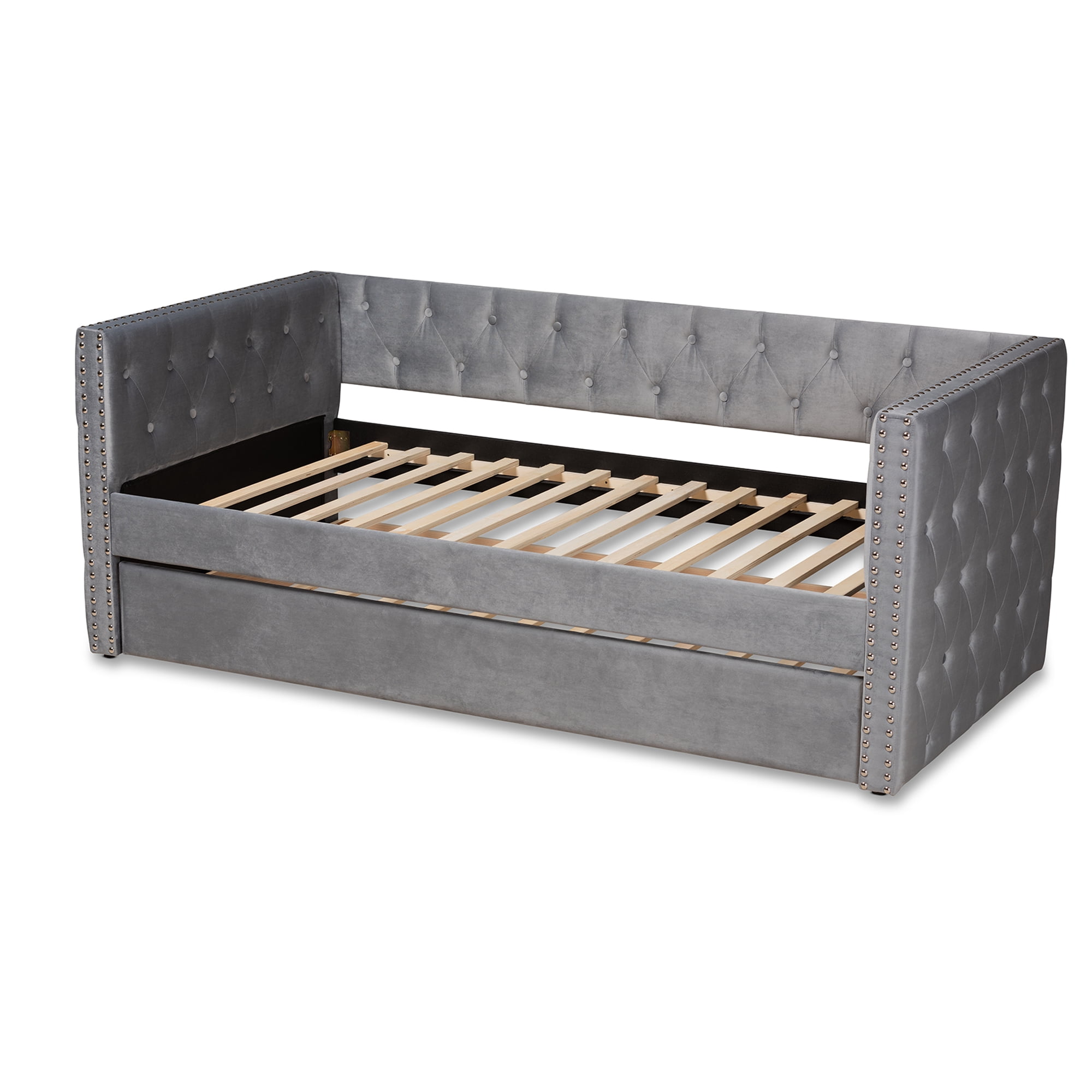 Baxton Studio Larkin Contemporary Upholstered with Trundle Daybed, Twin, Grey