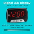 thumbnail image 2 of Large 1.4” Red LED Digital FM Clock Radio with Dual USB A & C Charging Ports, Adjustable Brightness, Dual Alarms & Sleep Timer – Modern Alarm Clock for Bedroom, Home, or Office (Black), 2 of 4