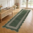 thumbnail image 3 of HIWEAVER Sage Green 2' x 6' Easy Jute Runner for Kitchen Non Slip Stain Resistant Scalloped Indoor Outdoor Throw Carpet Non Shedding Modern Geometric Mat for Hallway Outdoor Patio Rug, 3 of 7