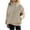 Beige, variant on Women's Half High Collar Diagonal Zip Windbreaker Jackets Elastic Cuff and Hem Oversized Loose Short Casual Outer Coat